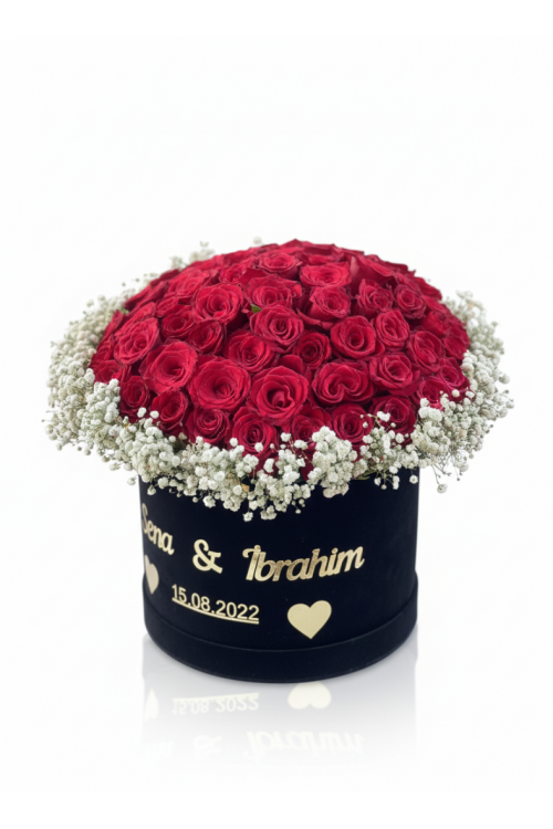 Kırmızı Gül Kutulu İsteme Çiçeği 