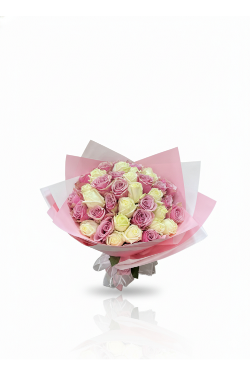 Pembe ve Beyaz Gül Buketi