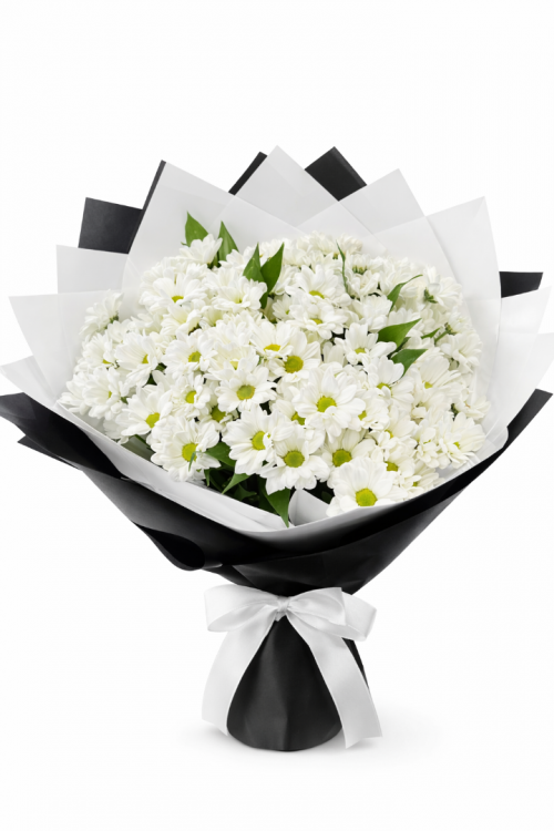 Saten Kurdeleli Zarif Papatya Buketi