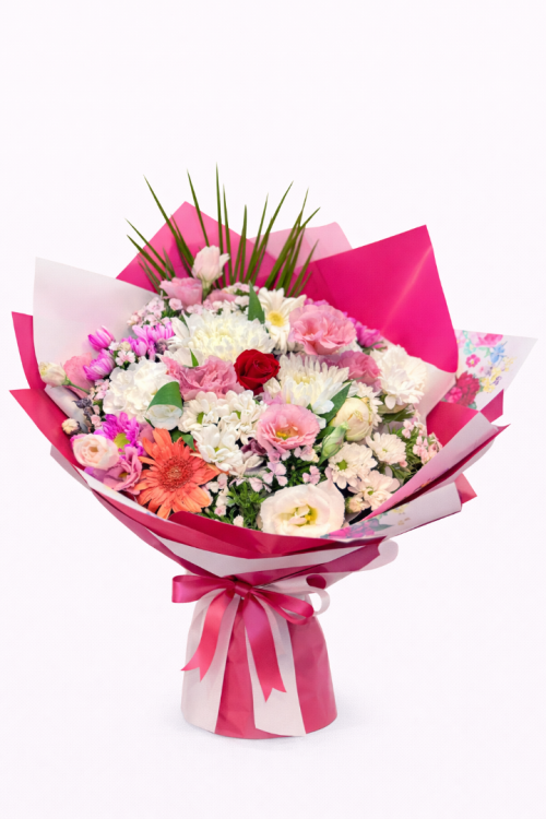 Canlı Renk Sargılı Zarif Çiçek Buketi